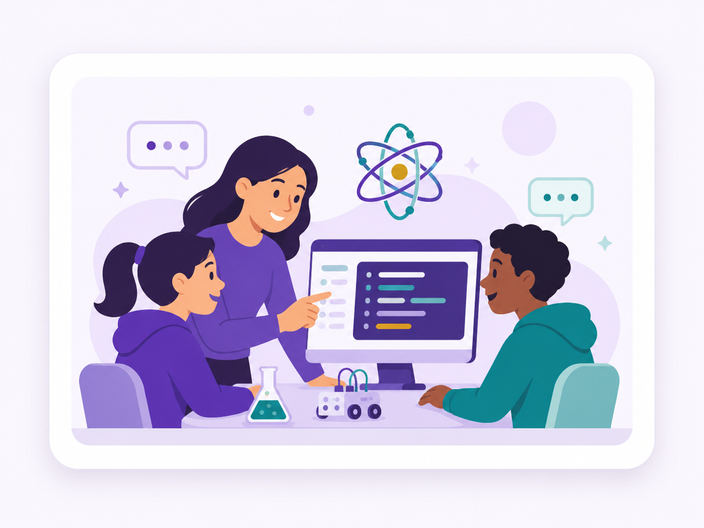 Illustration of students learning STEM together